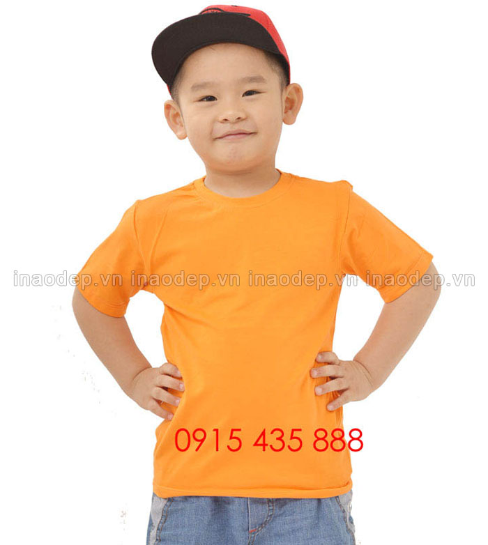 Áo phông trẻ em cổ tròn - Màu cam | Ao phong tre em co tron mau cam